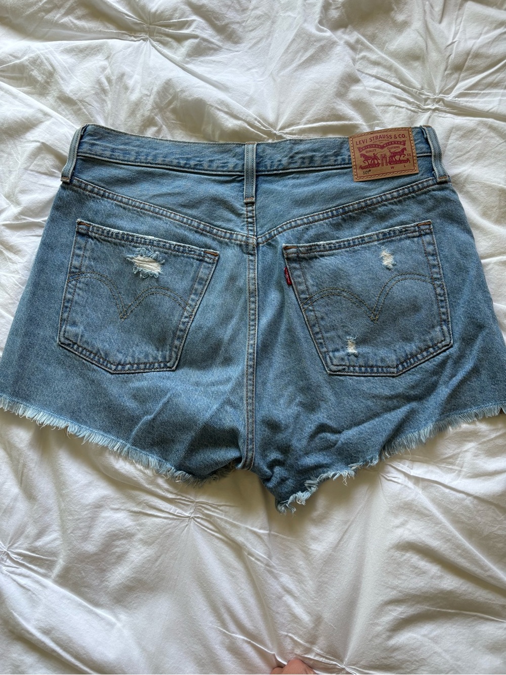 Classic Distressed Light Blue Denim Women’s Shorts